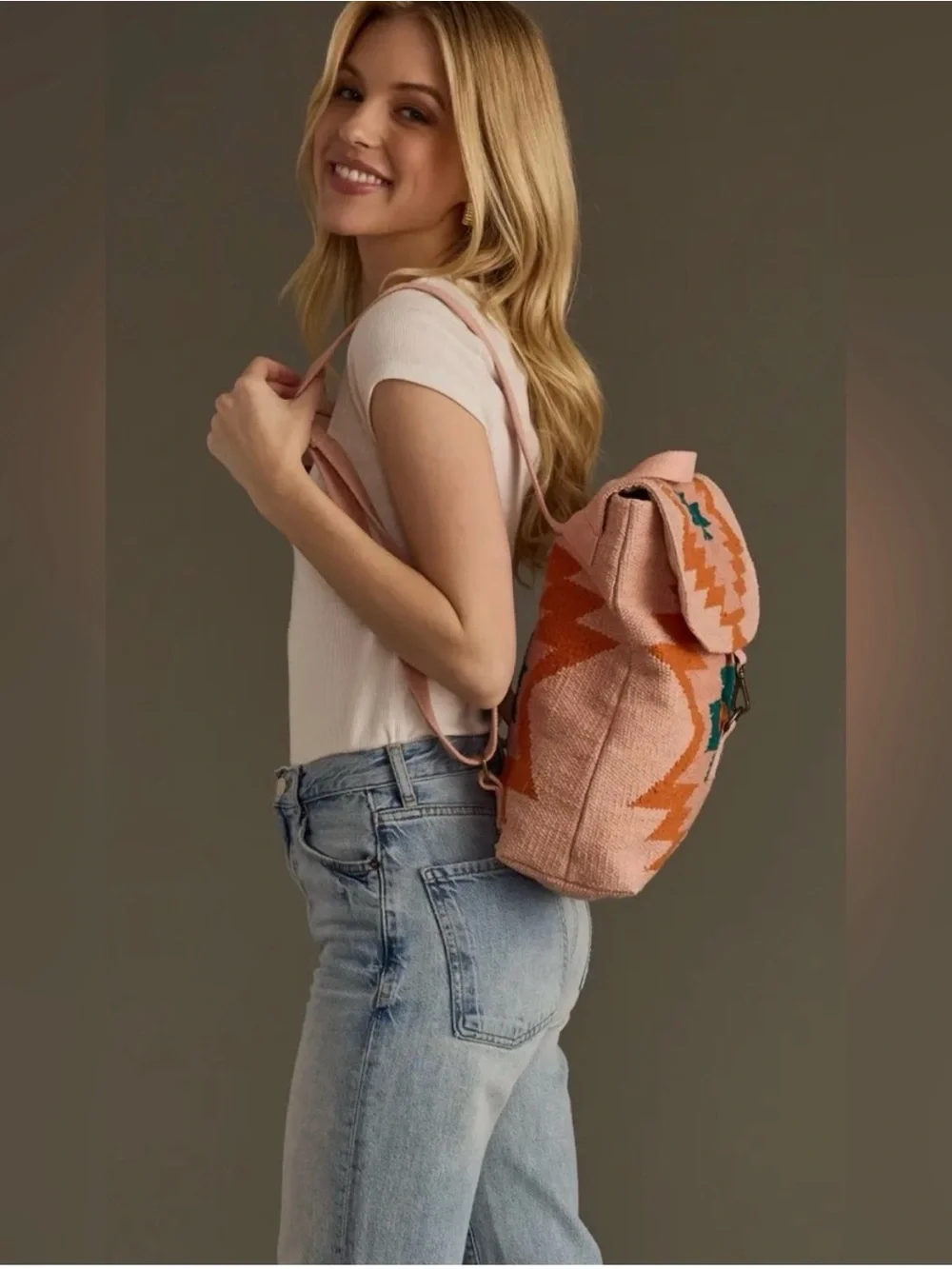 NWT- Panache Apparel Co.Pink Aztec-Pattern Woven Backpack